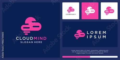 Cloud mind logo design minimalist.