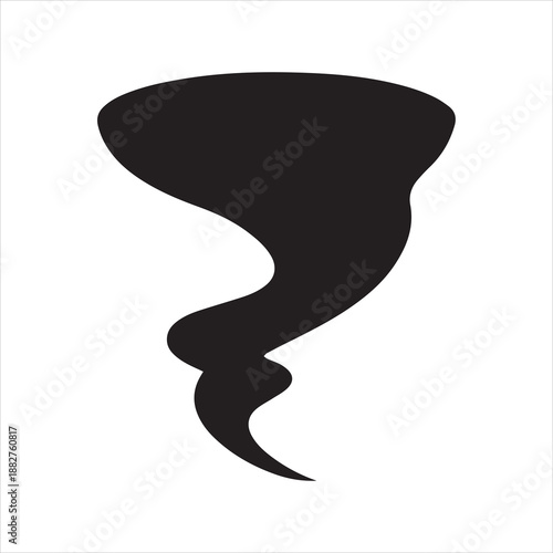  Black tornado silhouette vector illustration, storm graphic, twister icon, weather symbol, danger