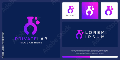 Private lab logo design with key hole.