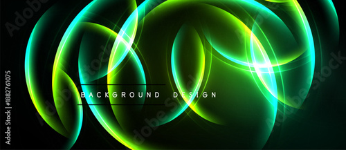 Bright neon lines form abstract shapes. Dark background enhances glowing effect. Modern design element for digital projects.
