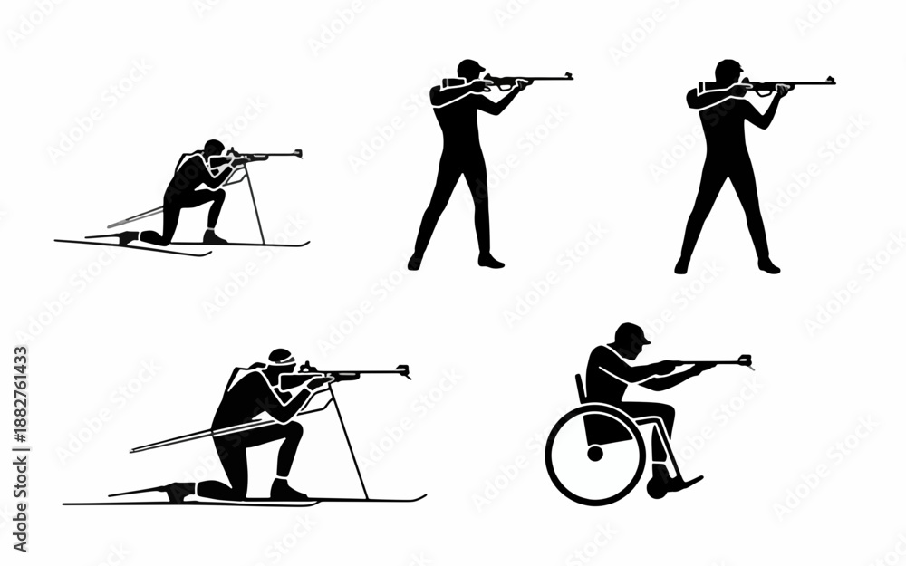 Fototapeta premium Precision in Silhouette: A captivating illustration series showcasing athletes engaged in the art of precision and focus.