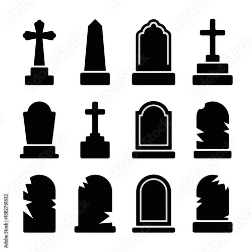 Silent Memorials: A collection of various gravestones against a monochrome backdrop, each one telling a silent story of lives lived and memories held dear. 