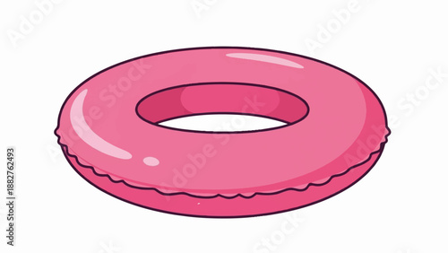 A vibrant pink inflatable ring, isolated on a white background