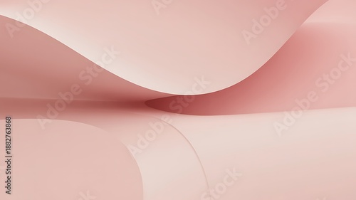 Soft pink abstract background with flowing curves and gentle light