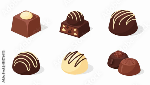 Collection of assorted premium chocolates with decorative toppings and drizzle