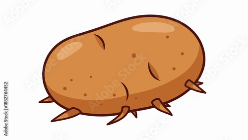 Cartoon illustration of a brown potato with sharp spikes protruding from its surface