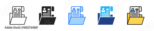 Employee File Icon Set Multiple Style Collection