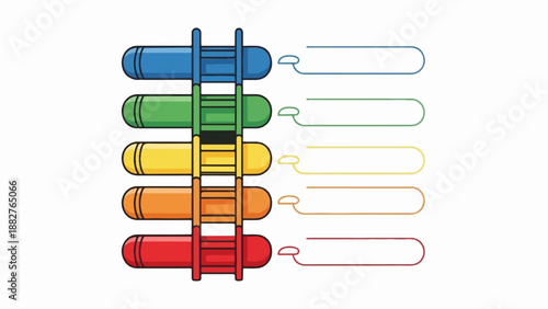 Colorful tubes and ladder with empty speech bubbles on right