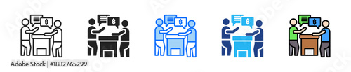 Salary Negotiation Icon Set Multiple Style Collection