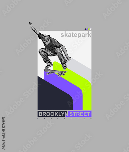Skate park Brooklyn Street design sport vector illustration