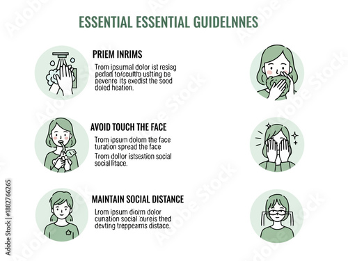 Infographic with essential guidelines for covid19 prevention and safety measures