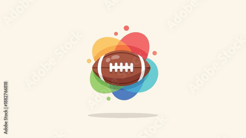 Cartoonish American football with colorful, abstract shapes