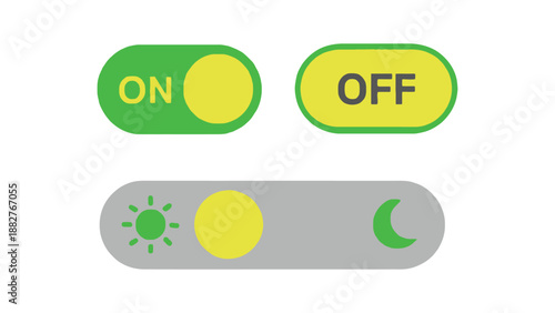 A simple graphic design featuring toggle switches on a white background