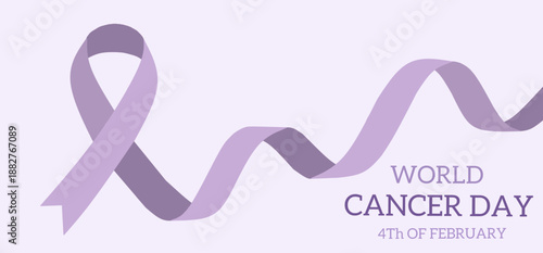 World Cancer Day  Awareness with Purple Ribbon