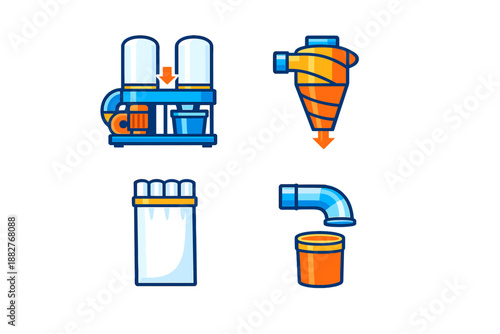 Industrial dust collection system icons
