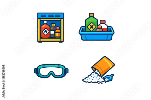 Set of chemical safety icons