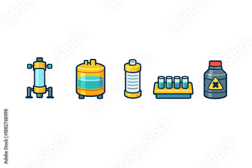 Lab equipment icons set