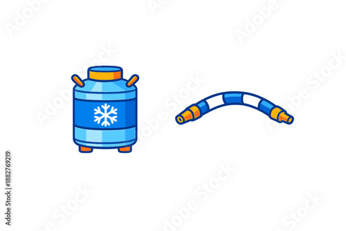 Cryogenic storage tank with hose
