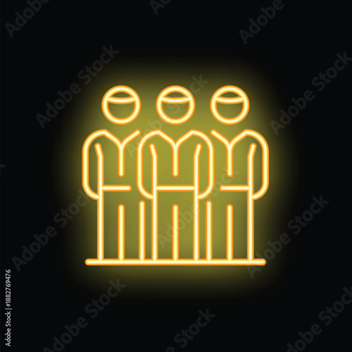 This neon vector illustration depicts three men wearing traditional islamic clothing standing in a row