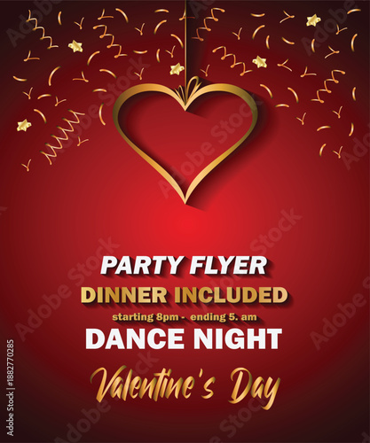 Disco club Valentine's day flyer with colorful elements. Ideal for poster and music background.