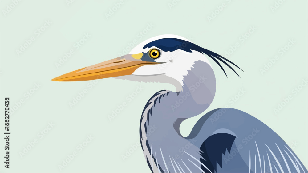 Fototapeta premium Close-up, stylized portrait of a blue heron's head and neck