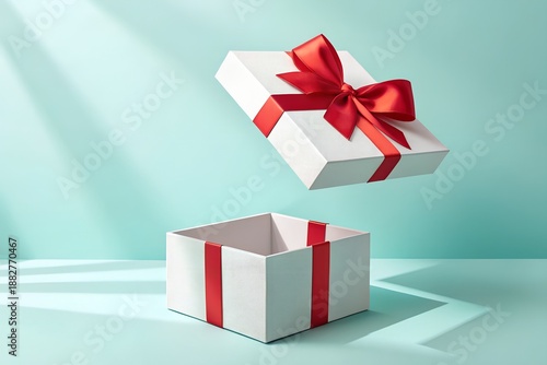 Wallpaper Mural Floating Gift Box With Ribbon In Minimal Scene Torontodigital.ca