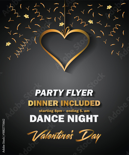 Disco club Valentine's day flyer with colorful elements. Ideal for poster and music background.