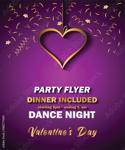 Disco club Valentine's day flyer with colorful elements. Ideal for poster and music background.