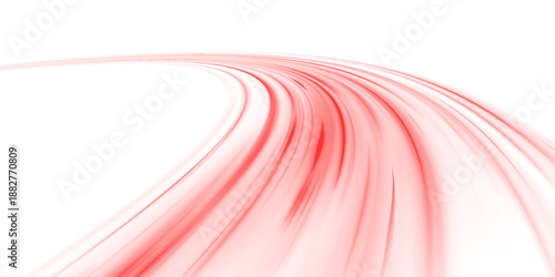 Neon red laser streaks twist along a city road. Glowing wave trails, motion swirls, blood streaks, and flashing police lights depict futuristic high-speed traffic. Vector illustration PNG.
