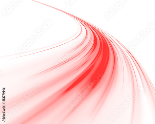 Glowing red neon laser streaks move across city roads. Light trail waves, energy swirls, blood streaks, and police flashes create high-speed traffic visuals. Vector illustration PNG.