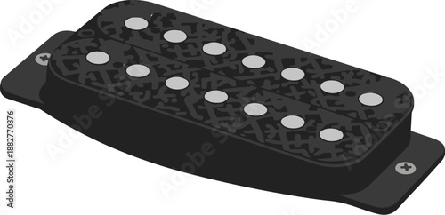 Black electric guitar pickup with patterned top and silver pole pieces