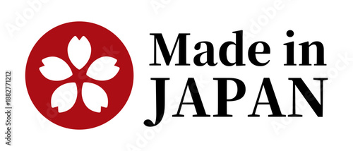 桜マークのMade in Japanラベル（ベクター）