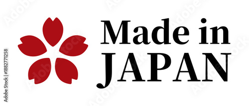 桜マークのMade in Japanラベル（ベクター）