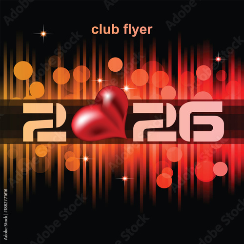 Disco club Valentine's day flyer with colorful elements. Ideal for poster and music background.