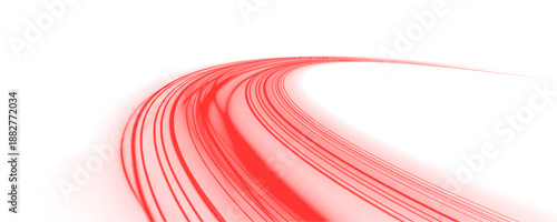 Neon red laser speed lines twist along a city highway. Blood streaks, police lights mix with glowing wave trails, energy swirls, motion lines, creating dramatic traffic scene. Vector illustration PNG.