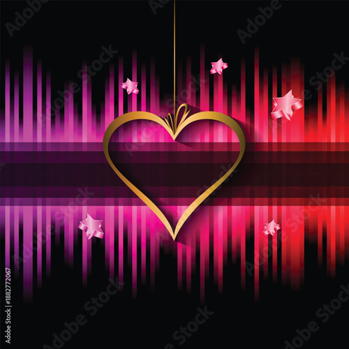 Disco club Valentine's day flyer with colorful elements. Ideal for poster and music background.