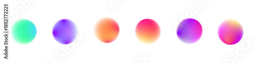 Across the abstract gradient circle, liquid neon colors blend while blot drops drift slowly. Rounded form produces a balanced spherical shape. Vector png banner object.