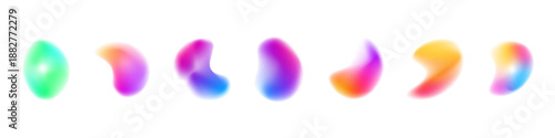 Across the abstract gradient circle, liquid neon colors blend while blot drops drift slowly. Rounded form produces a balanced spherical shape. Vector png banner object.