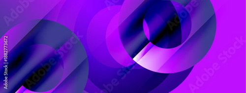 Abstract composition featuring overlapping purple circles. Gradient shades create dynamic visual effect. Modern design, smooth transitions.