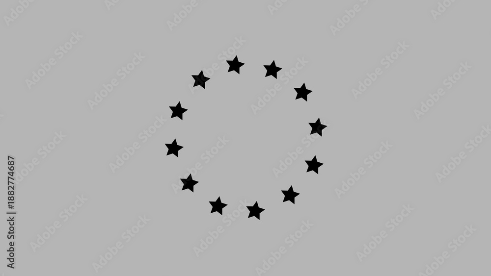 Obraz premium Circle of twelve black stars on gray background symbol