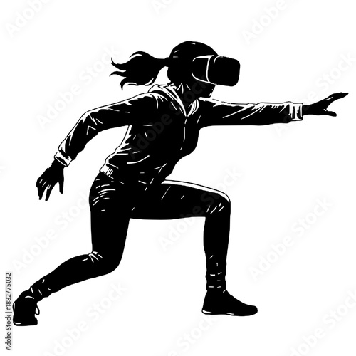Silhouette of a woman playing virtual reality