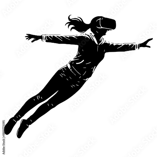 Silhouette of a woman playing virtual reality
