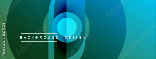 Abstract gradients create dynamic circular forms. Text reads background design. Minimalist style, modern aesthetic, dark backdrop present.