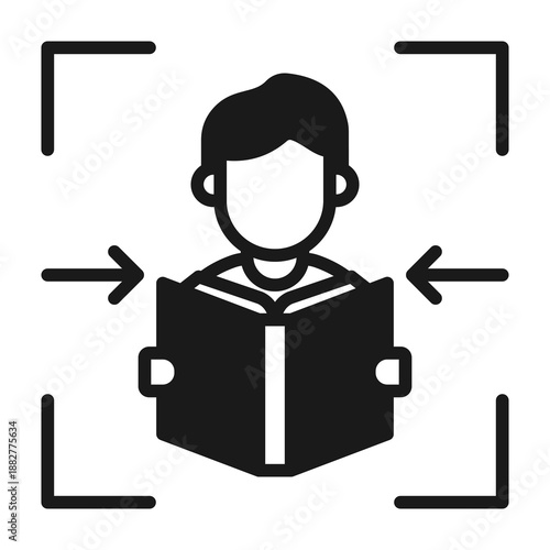 Student Focus Icon Mixed Style Vector Illustration