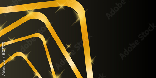 Luxury Abstract Golden Geometric Lines Background with Sparkling Glitter Particles