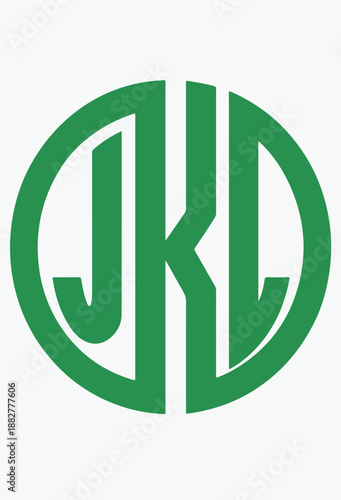 JKL Circle Monogram Logo - Modern Initials Badge with Green Circular Frame Design