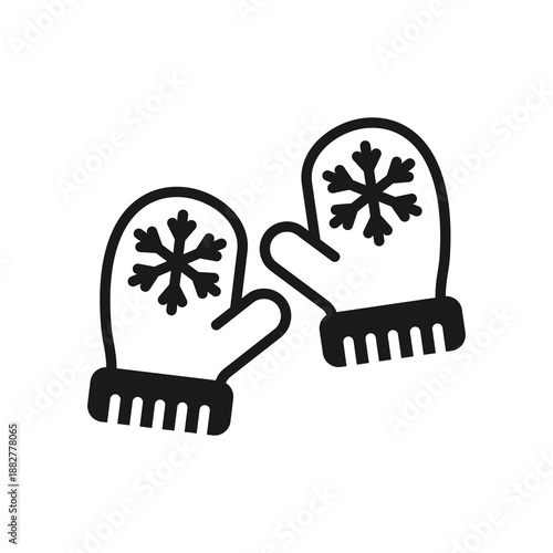 Mitten Icon Mixed Style Vector Illustration