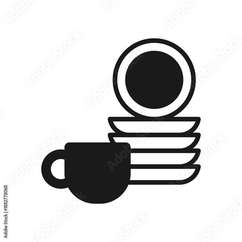 Dishes Icon Mixed Style Vector Illustration