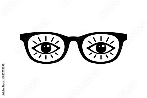 Black Silhouette of Glasses with Eyes Inside