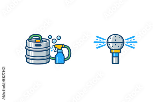 Beer keg cleaning equipment icons